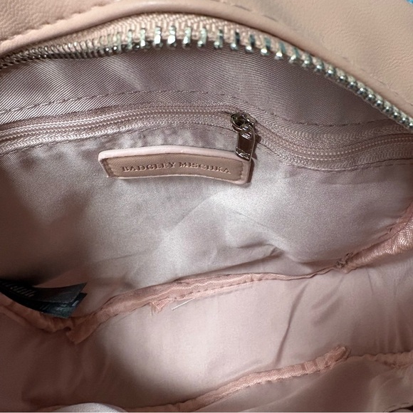 Badgley Mischka Quilted Mini Backpack Blush Pink Studded